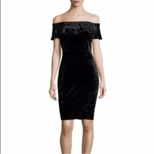 Halston Crushed Velvet Off Shoulder Event Party Occasion Dress Fitted Size Large